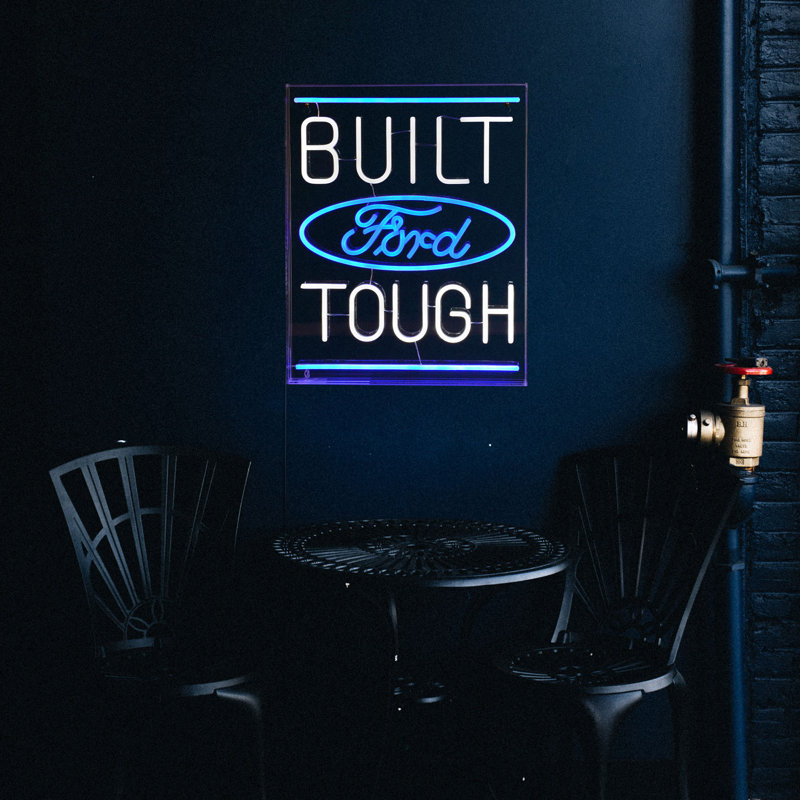 Licensed Ford Built Tough Blue and White Acrylic LED Sign