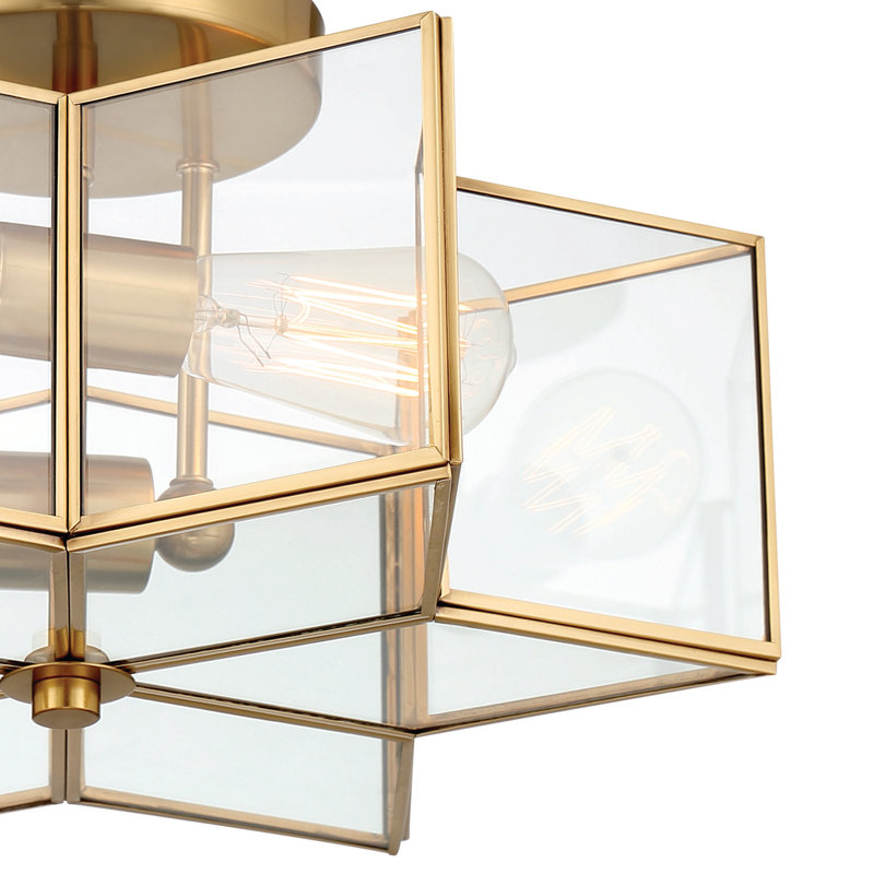 Ardito 2 - Light 41cm Unique/Statement Star Semi Flush Mount Light, Brass Dust