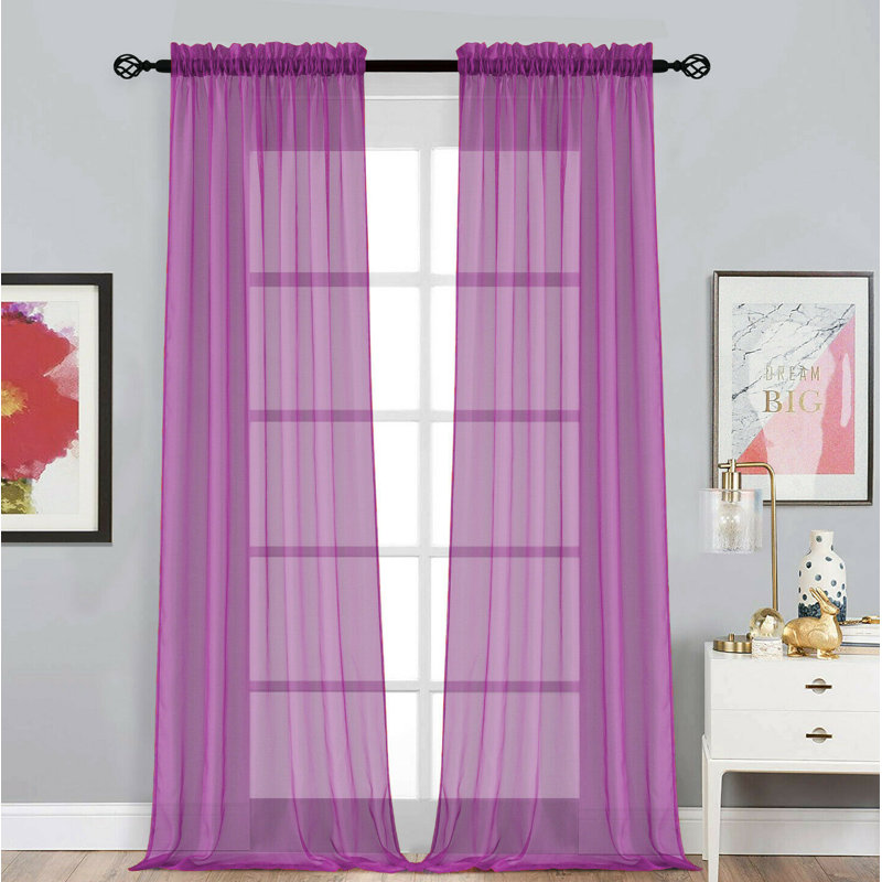 Rideaux transparents avec passe-tringle Dima, Mauve, l 52 po x L 84 po