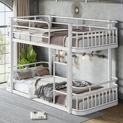 Twin XL over Twin XL Bunk Bed with Ladders & Guardrails