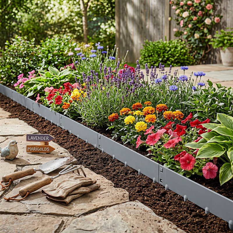 Coal Grey Powder Coated Metal Landscape Edging, 14.5cm H x 106cm W