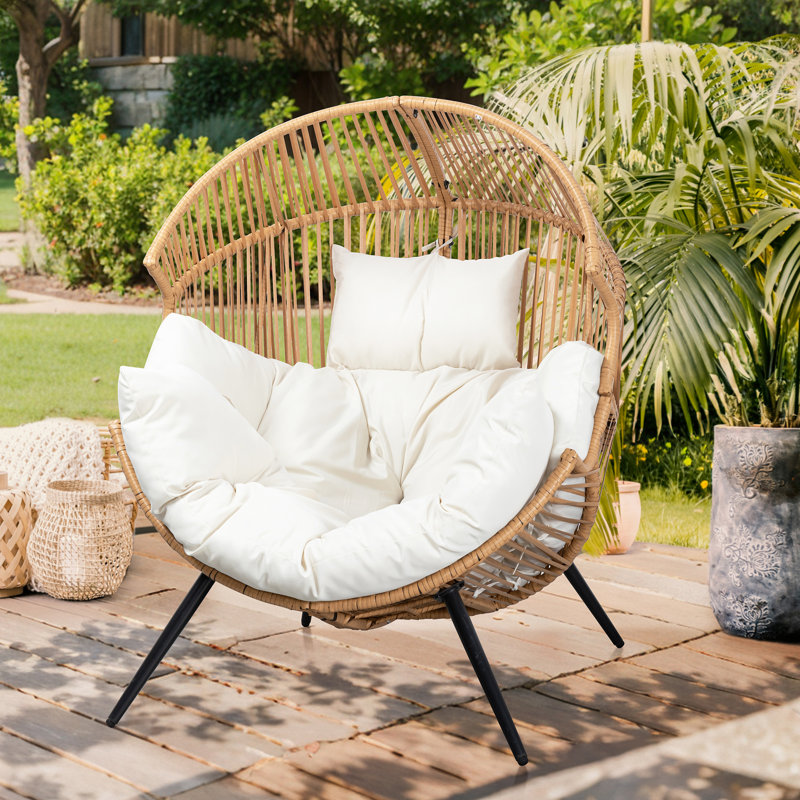Fauteuil à œufs avec coussin Casi, Beige / Naturel