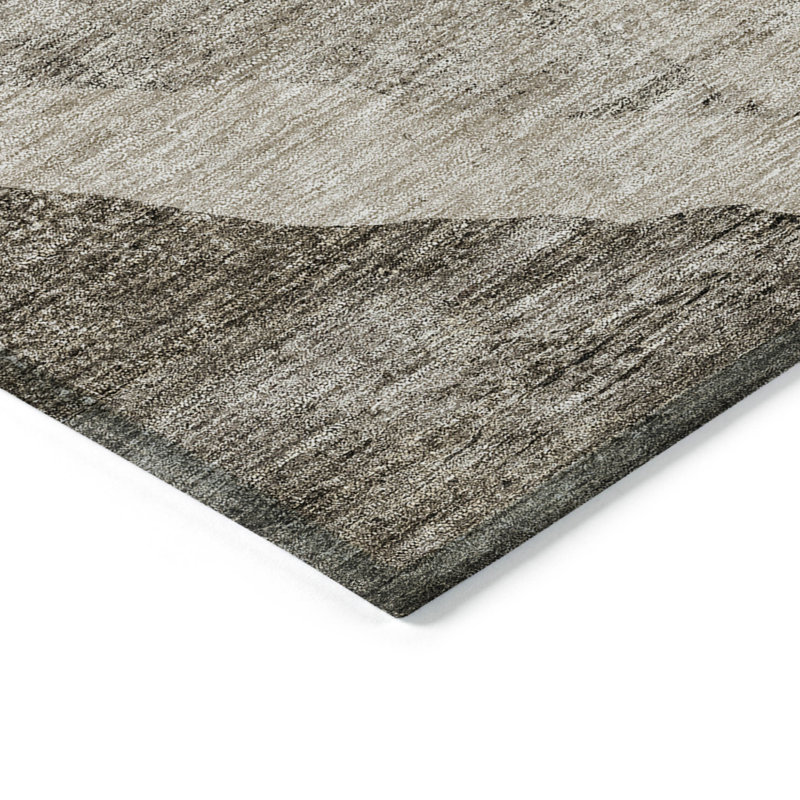 Tapis extérieur lavable abstrait taupe et brun 3 pi x 5 pi