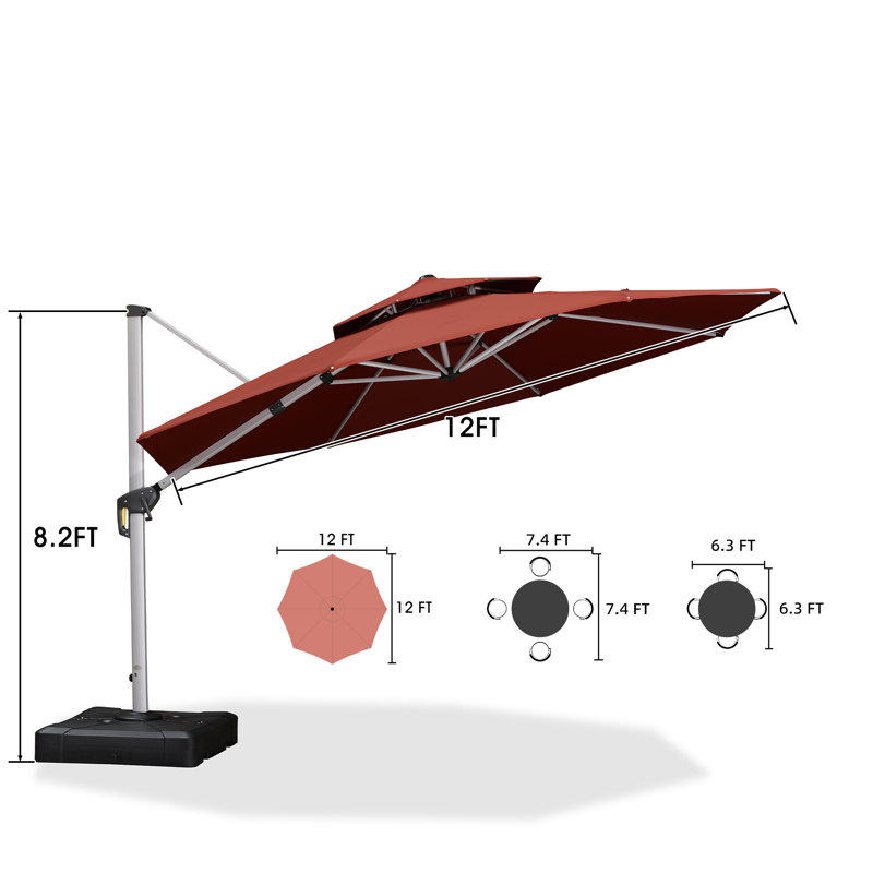 Parasol en porte-à-faux 12 pi, Rouge brique