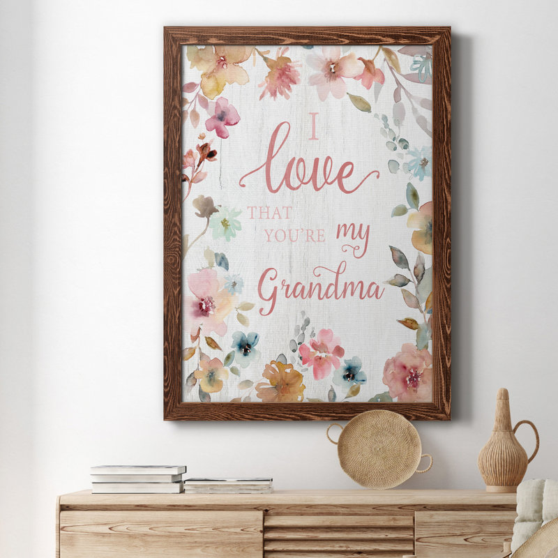 «Love Grandma», art textuel sur toile, H 31,5 po x l 23,5 po x P 1,5 po, Érable