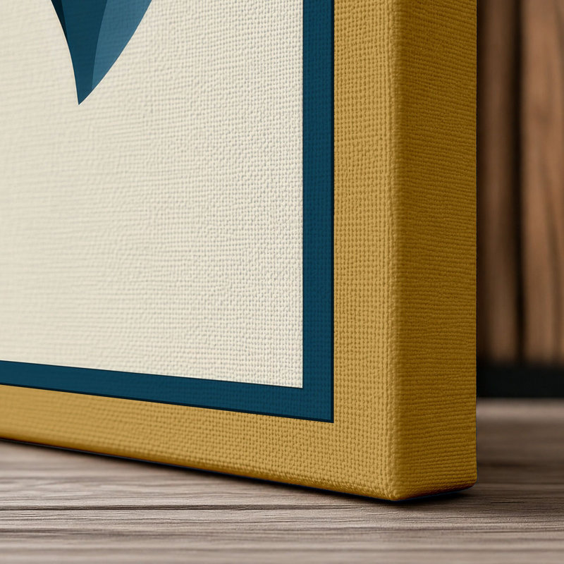 Teal Horse Profile Japandi - Wrapped Canvas, 36x24 - 91.4 x 61.0 cm, Ochre Border