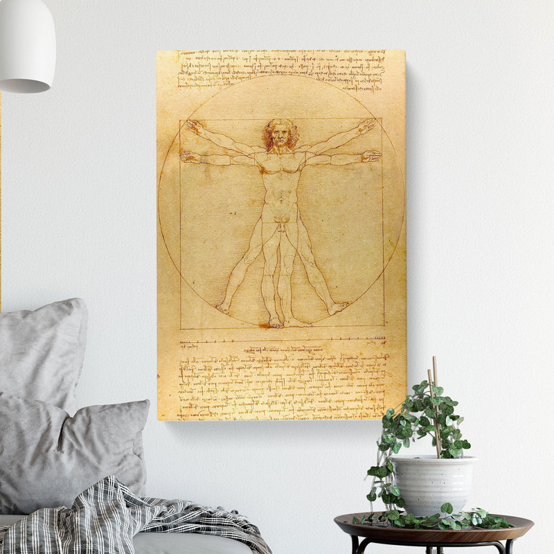 Vitruvian Man Vol.1 by Leonardo Da Vinci - Wrapped Canvas Painting, 50cm H x 35cm W x 3cm D
