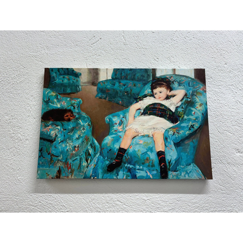«Girl in Blue Arm fauteuil», reproduction d'art moderne, toile encadrée, toiles à cadre blanc 1P, 47,3 po H x 67 po l