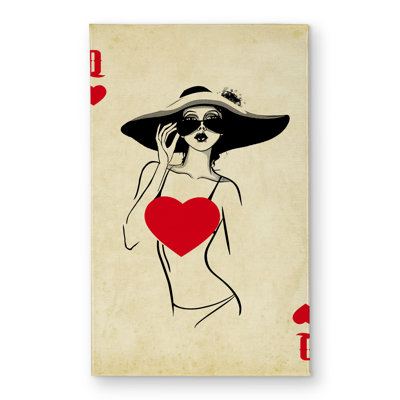 Queen of hearts Black Miscellaneous Door Mat for Home Decor