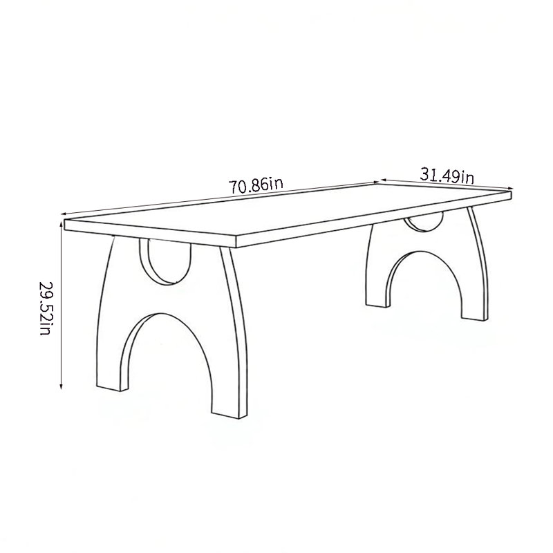 Retro Solid Wood Dining Table, 29.52"H x 70.86"L x 31.49"W