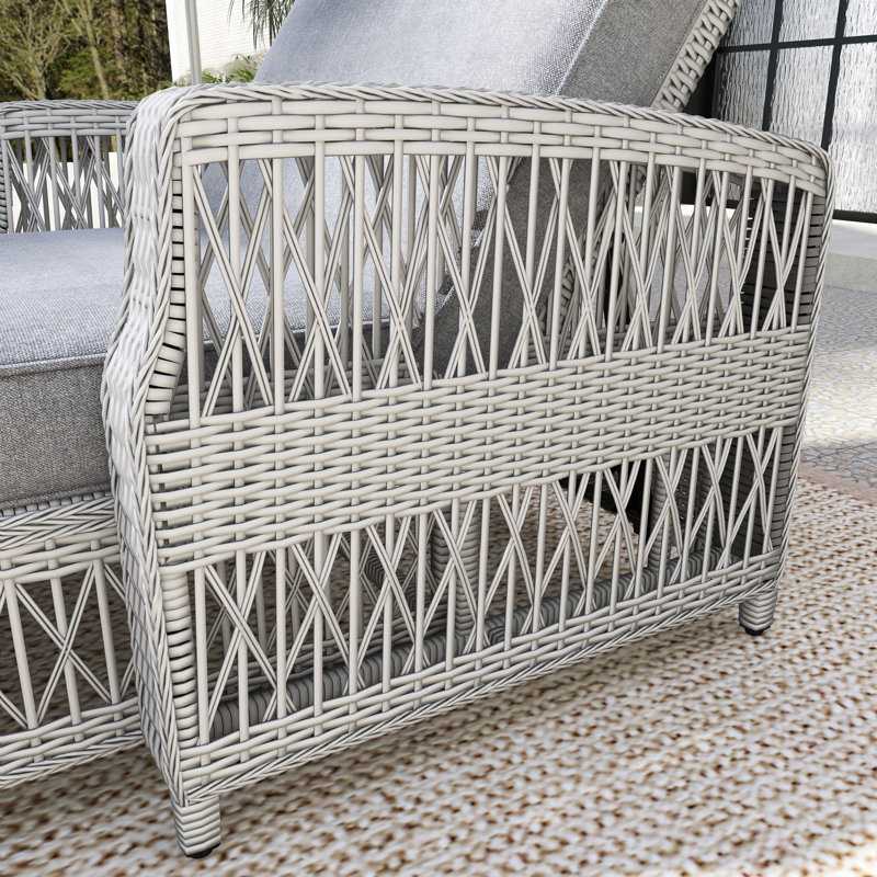 Chaise longue d'extérieur avec coussins, Gris