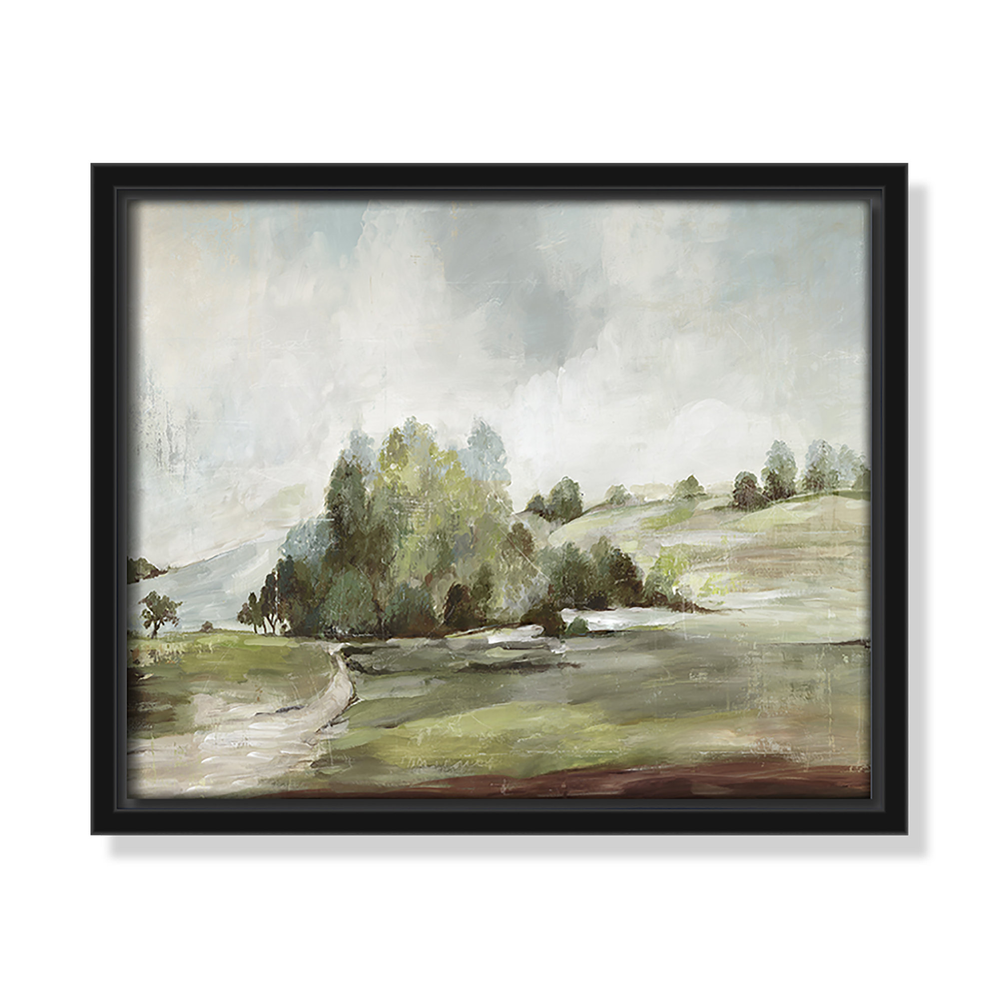 Green Country Road by Allison Pearce - Floater Frame Print on Canvas, Black, 9.5" H x 11.5" W