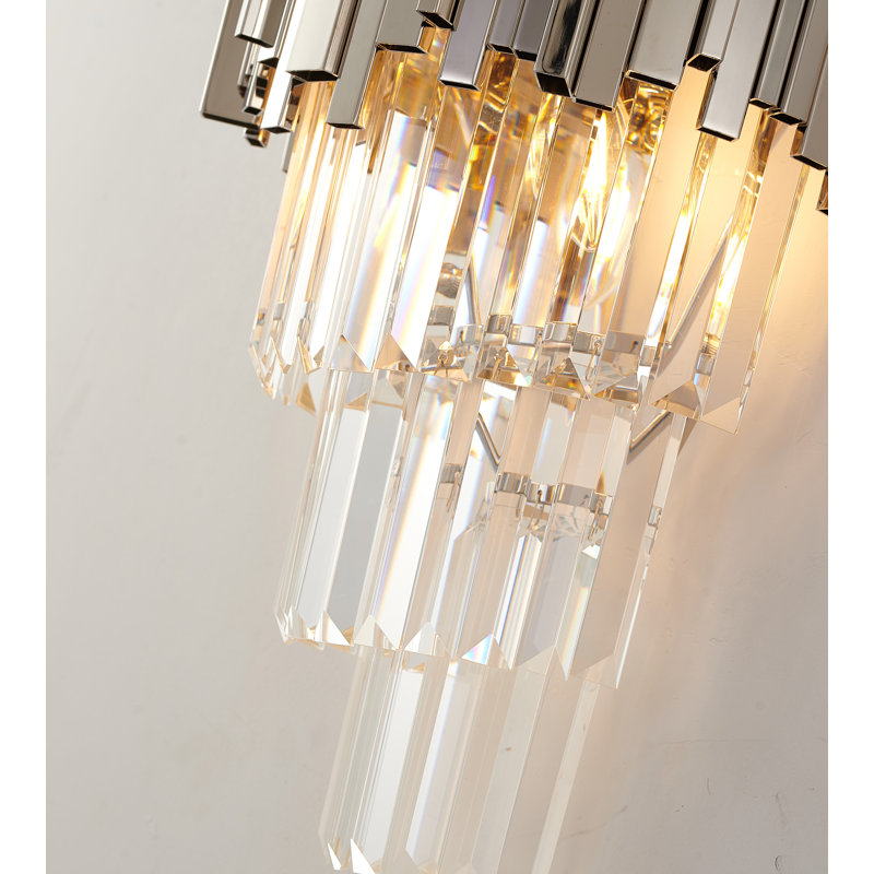 Keasler 1 Light Modern Crystal Wall Sconce, Shiny Nickel