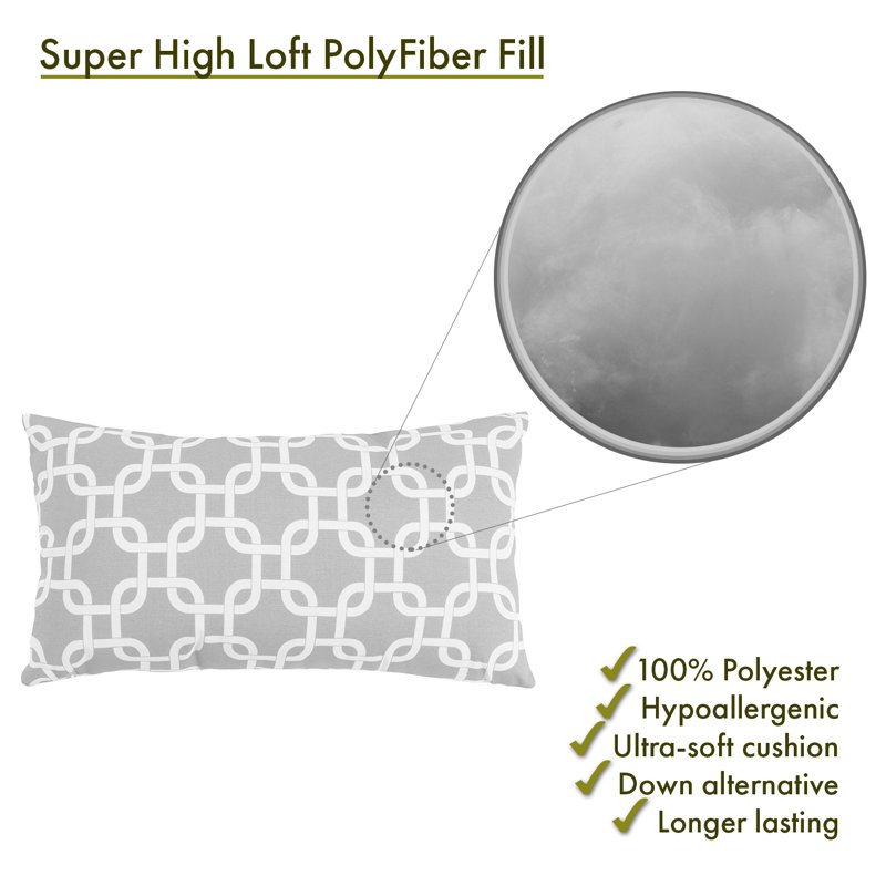 Roysum Geometric Reversible Throw Pillow, Gray, 12" x 20", Rectangular