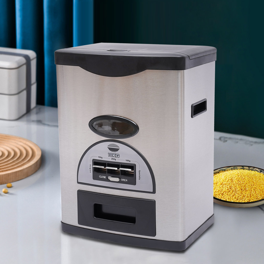 Amraiz 16" Rice Dispenser Food Storage Container Stainless Steel Rice Organization 10kg/22lbs Prep & Savour