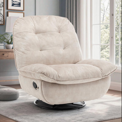 Velvet 360° Swivel Recliner Chair Oversized with Mobile Phone Holder