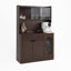 Armoire de rangement pour garde-manger de 71 po de hauteur, armoire de présentation de grande capacité avec portes en verre Reeded et support pour micro-ondes, étagères de boulanger avec rangement pour cuisines, garde-manger, salon
