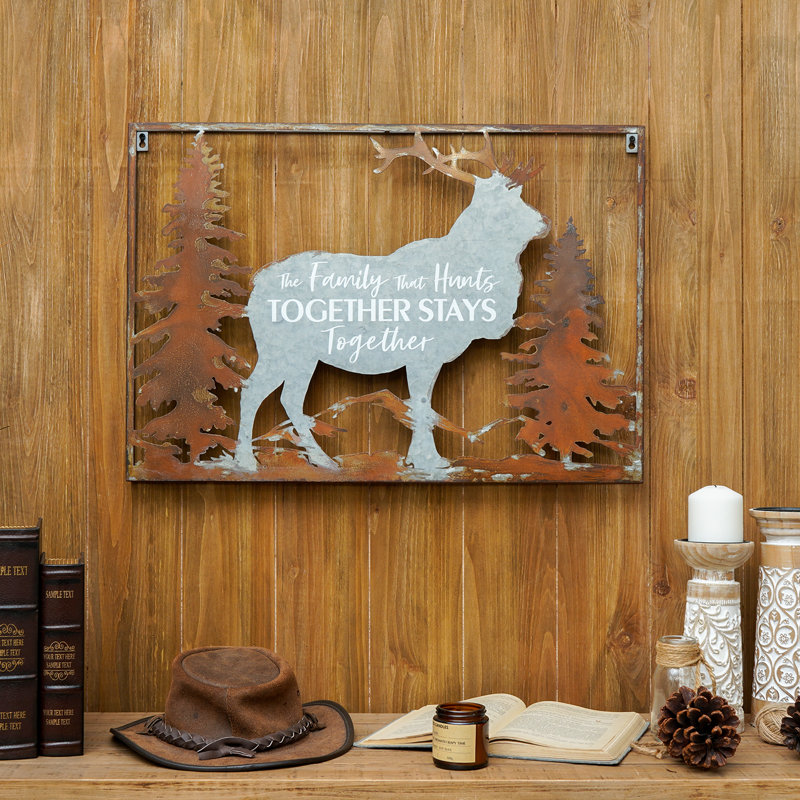 Décoration murale en métal Rustic Mountain Forest Moose