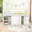 Wood Loft Bed With Desk And Storage Drawers,Ladder-1379902278-1379902279