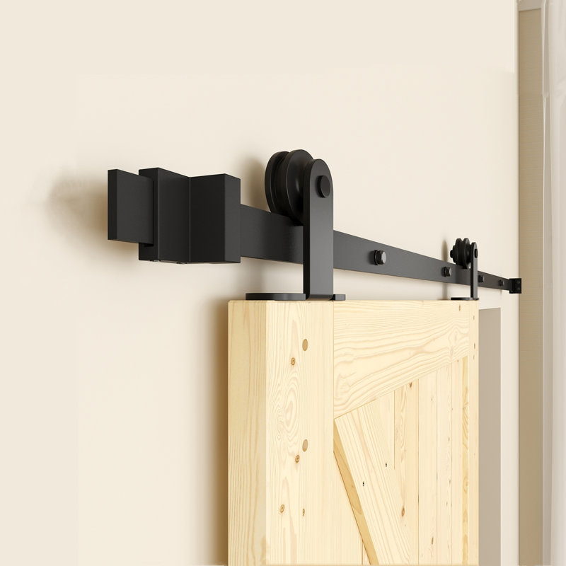 Ensemble de quincaillerie de porte de grange standard à une porte en acier noir, 90 po