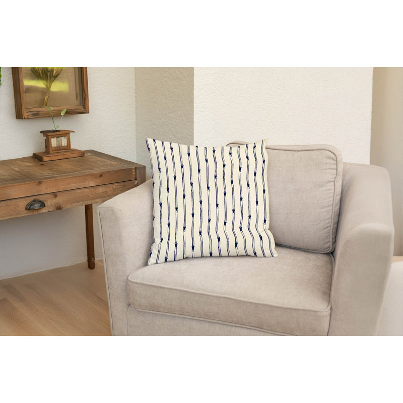 Coussin décoratif en bambou, Bleu marine foncé, Carré 18 po