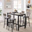 Grey Bar Table With 4 Stools, Thickened Steel Frame, Pu Soft Seat And Stool . 48.42''l X 23.55''w 35.89''h. Robust Construction, Upholstered Seats Backrests For Relaxed Seating