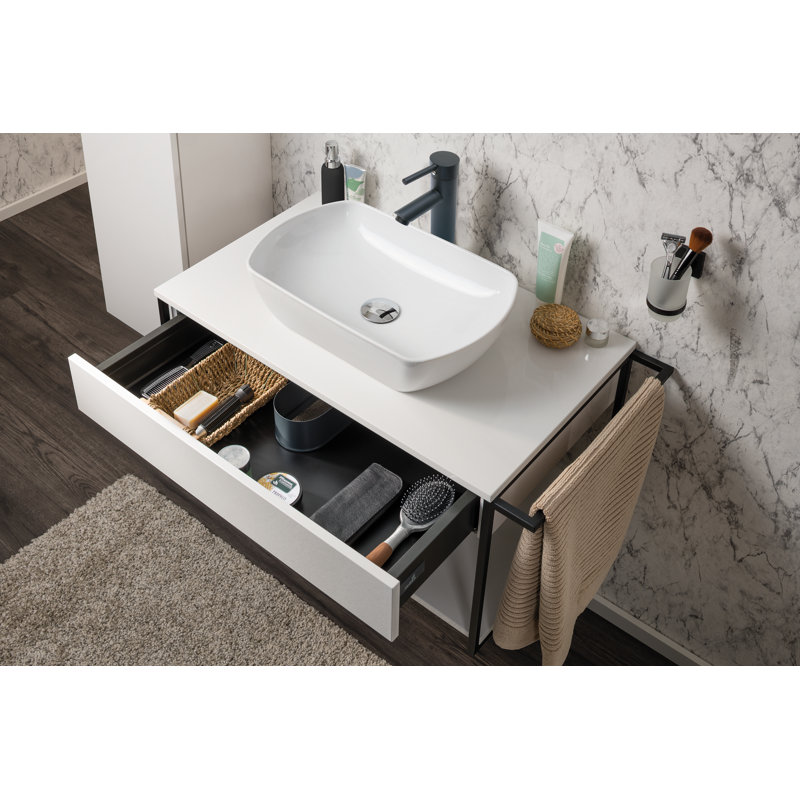 87cm Single Bathroom Vanity Base Only, White