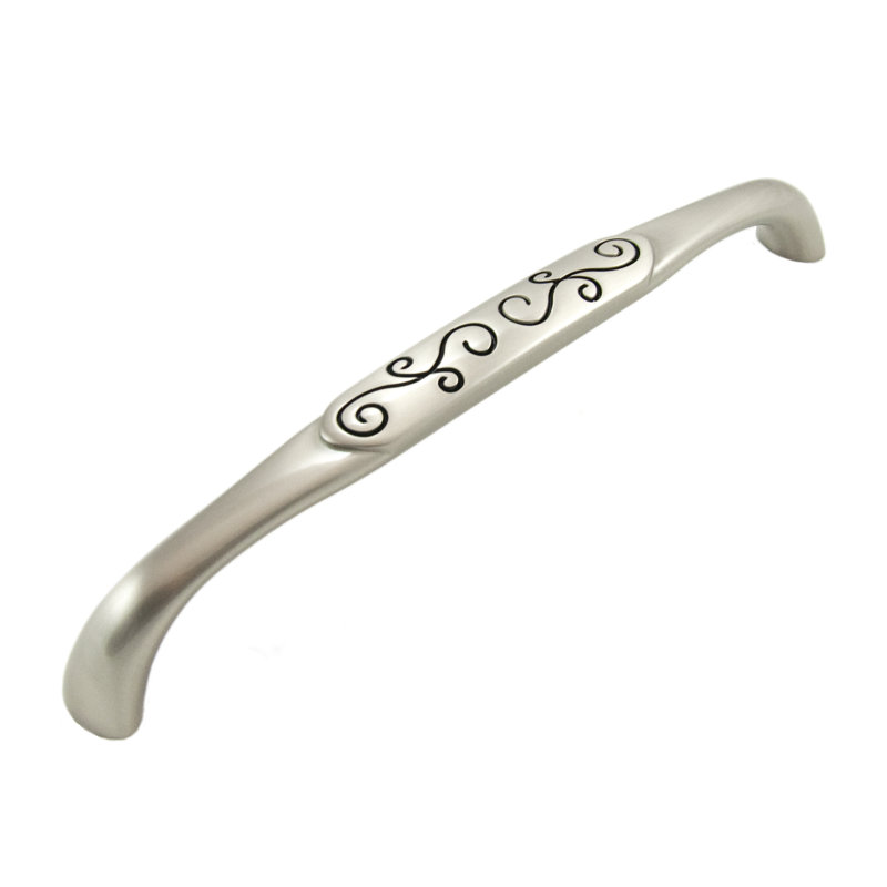 Palermo 8" Center to Center Arch Pull, Satin Nickel with Black