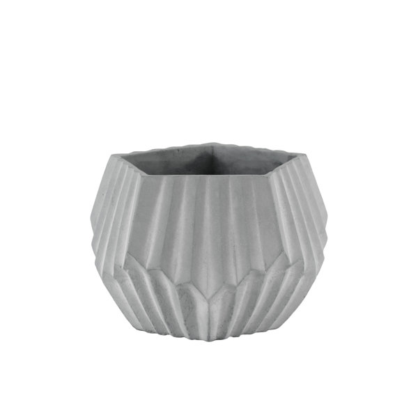 Wrought Studio Cement Polygonal Pot with Ribbed Design Body and Tapered ...