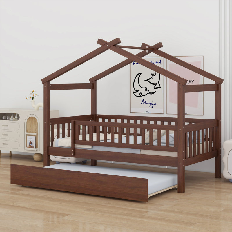 Lit en bois avec couchette, Noyer
