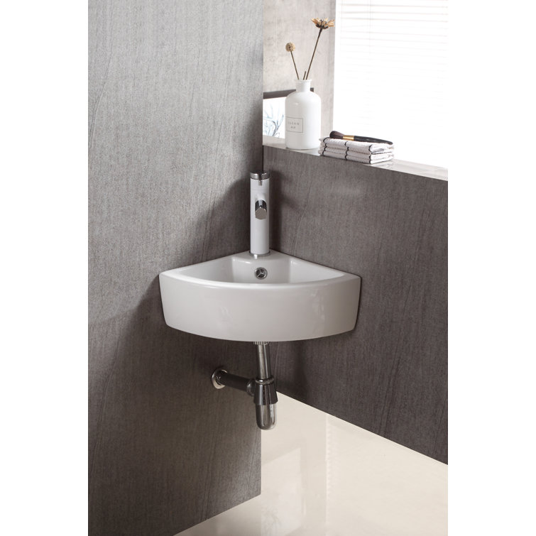 Elanti 12.25'' White Porcelain Specialty Bathroom Sink with Overflow