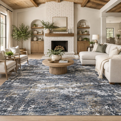 Tapis moderne lavable abstrait avec envers antidérapant