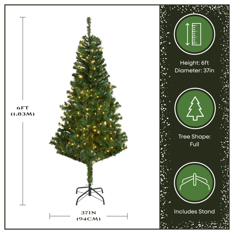 National Tree Company, First Traditions Collection, 4.5Ft Pre-Lit Artificial Linden Spruce Wrapped Tree, 150 Warm White LED Lights- UL
