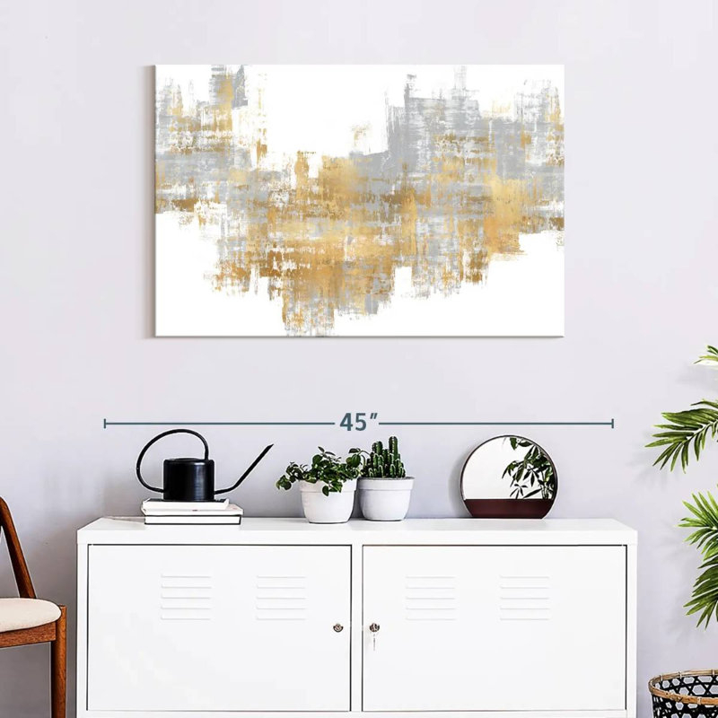 Avery Dynamic Gold On Grey II, 24" H x 36" W