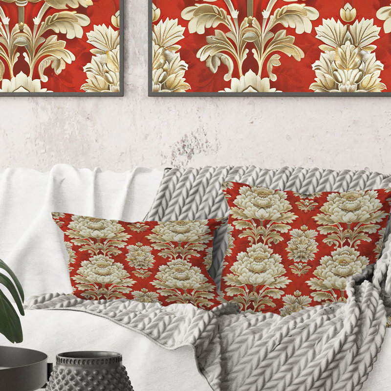 Coussin décoratif Red Gold, H 16 po x l 16 po