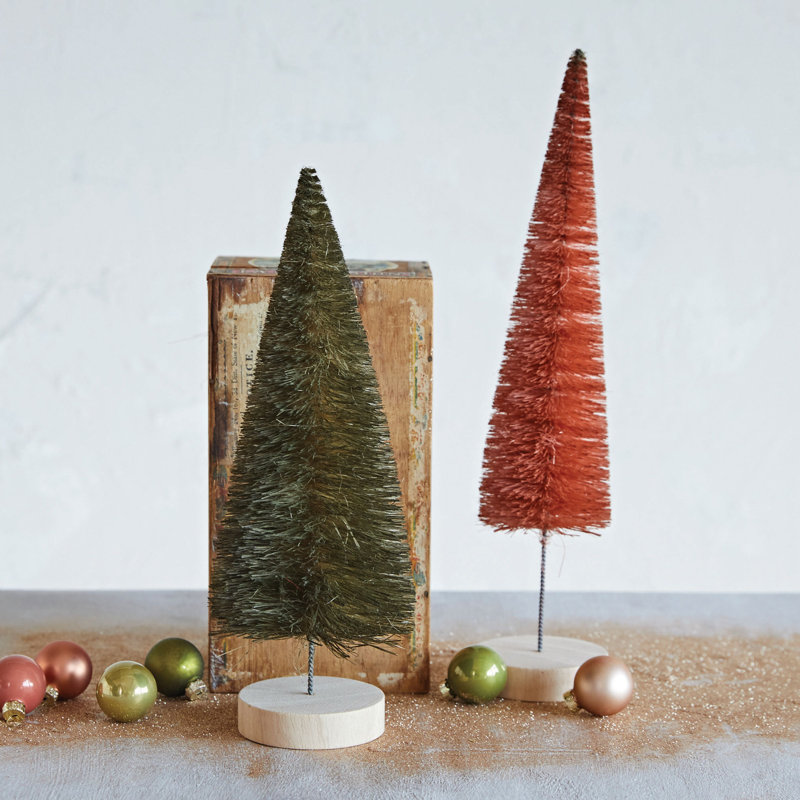 Sisal Bottle Brush Tree With Wood Base