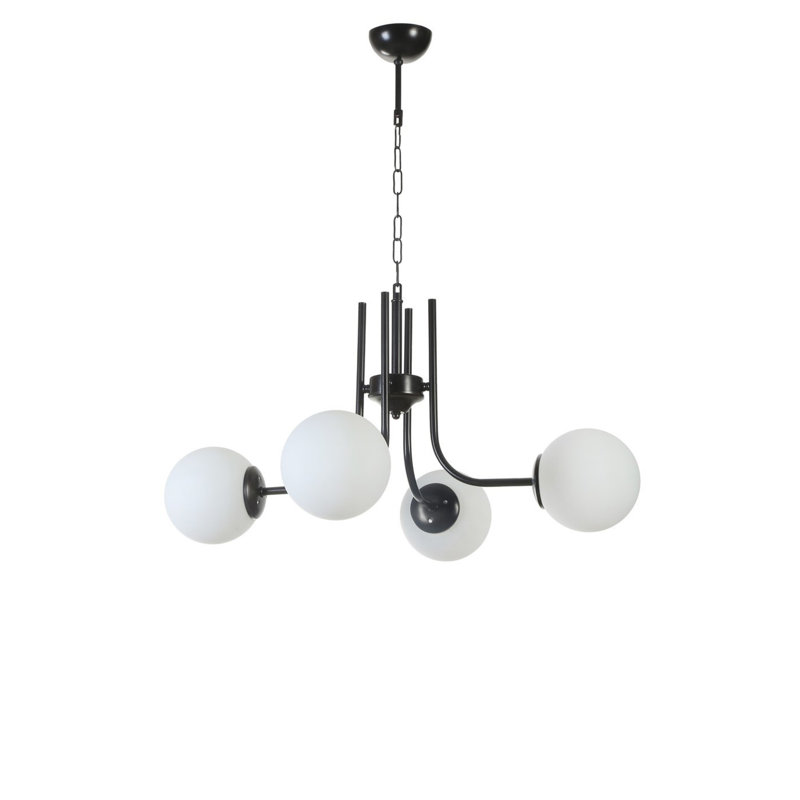 Lustre élégant en métal, finition noire et blanche, 25,6 po de diamètre x 27,6 po de hauteur | Douille E27, 40 W maximum | Homologué IP20, éclairage élégant pour le salon et la salle à manger, décoration intérieure moderne
