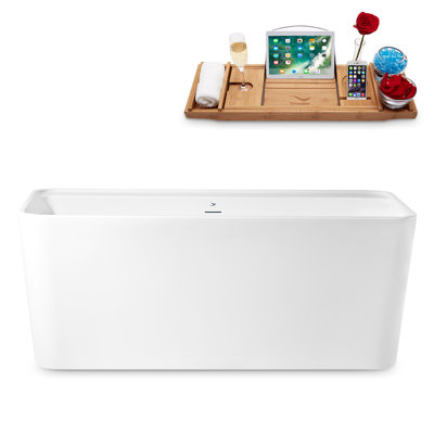 1501.1mm x 701mm Freestanding Soaking Acrylic Bathtub