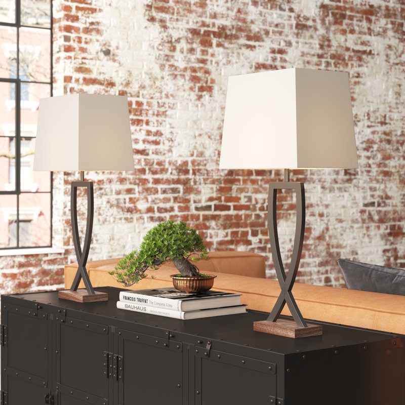 Ensemble de lampes de table 28,75 "gris / bois Kayson