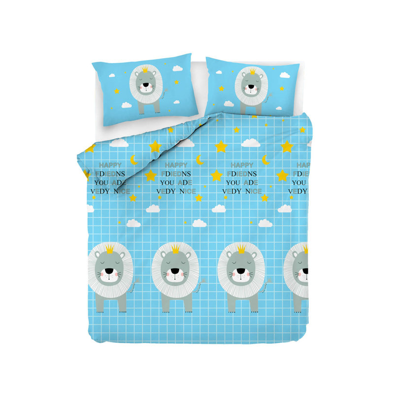 Ensemble de housse de couette 100% coton Tangier bleu / gris / blanc / jaune