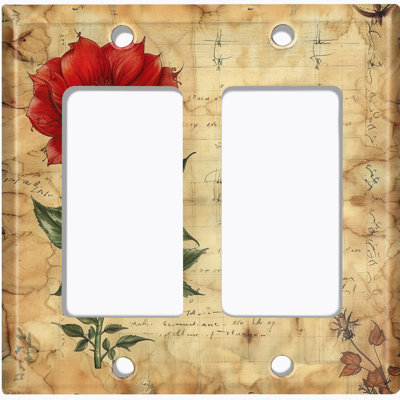 Metal Light Switch Plate Cover; US Standard Size 1 Gang Duplex - Vintage Wildflower