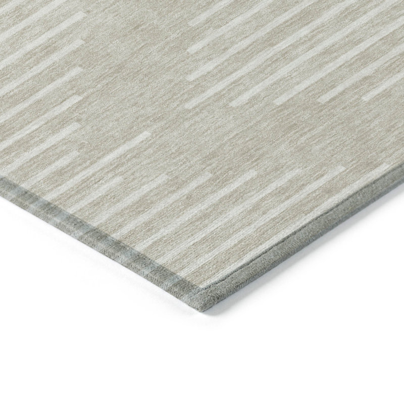 3' X 5' Beige And Ivory Geometric Washable Indoor Outdoor Area Rug