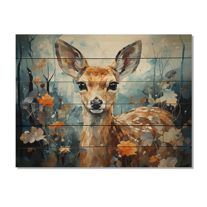 Laurianne Deer Graceful Fawn Collage I sur bois, H 30 po x l 40 po x P 0,78 po