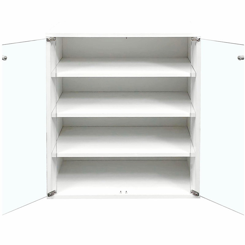 Armoire de rangement pour chaussures avec porte en verre, Blanc