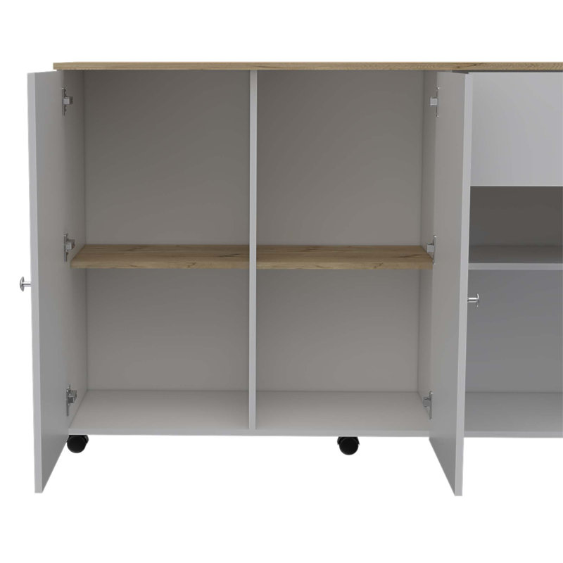 Sayville 2-Drawer 2-Shelf Kitchen Island with Pine Wood, Perfect for Additional Storage and Workspace in Any Kitchen