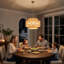 Luminaire suspendu tambour en rotin tissé à la main 6 lumières avec corde de chanvre