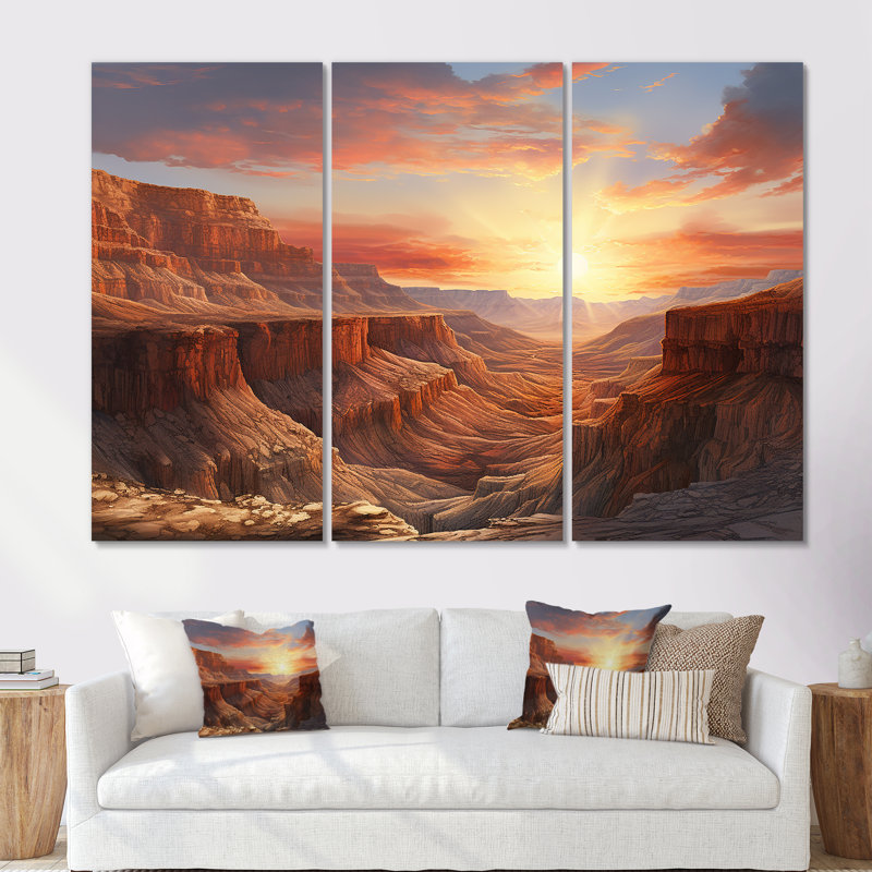 «Canyon Desert Sunset», ensemble d'art mural Canyon, H 28 po x l 36 po x P 1 po, Toile tendue