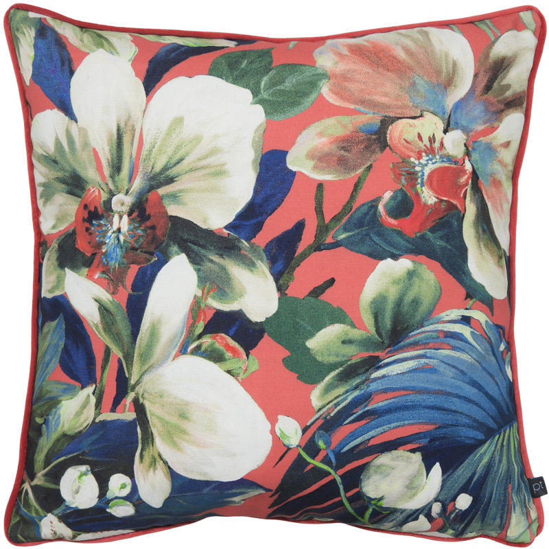 Cladine Floral Square Throw Pillow Cover, Blue/Red/Green