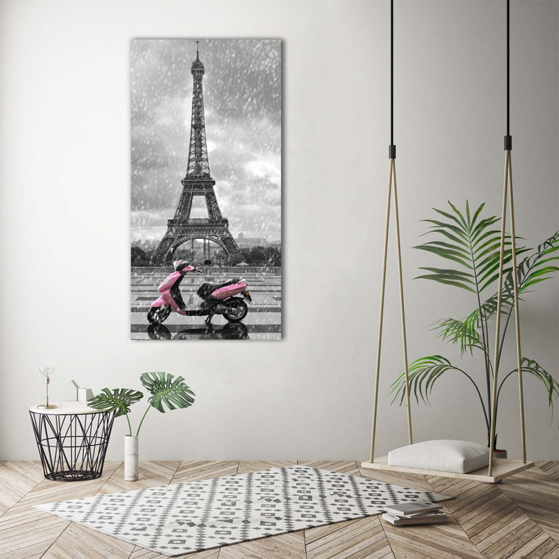 Eiffel Tower Scooter - Wrapped Canvas Print