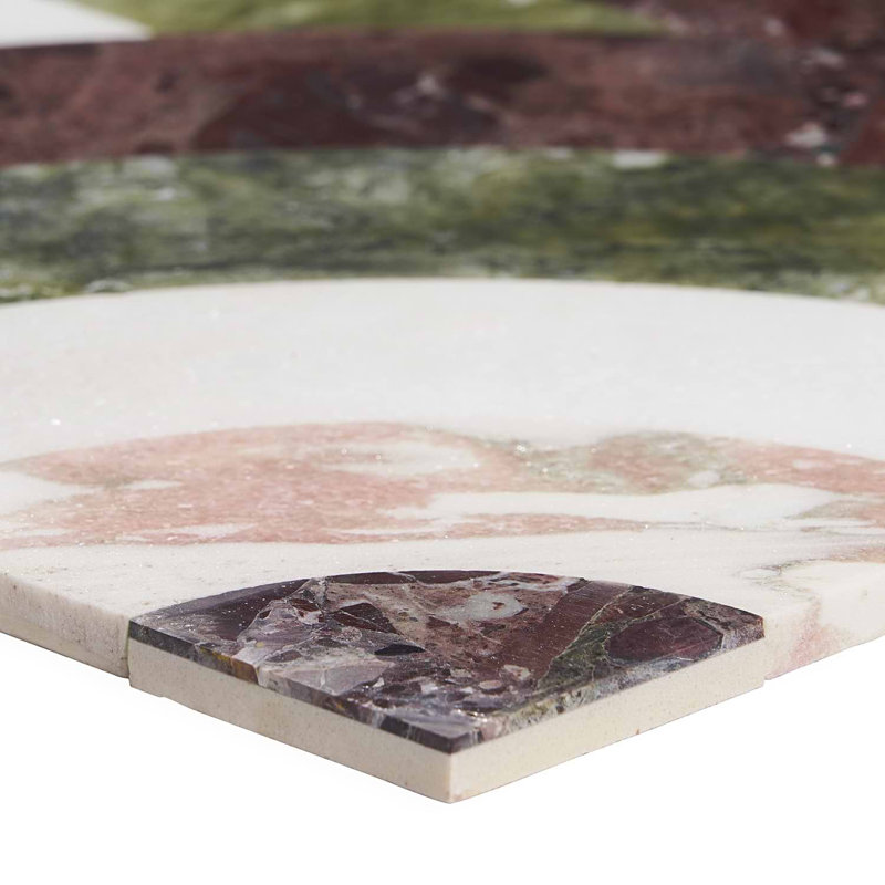 Arc 12X12 Polished Marble Mosaic, Horizontal Rainbow